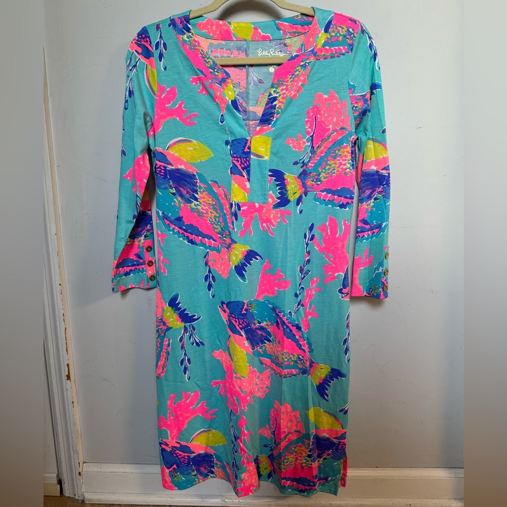 Lilly Pulitzer Riva Dress in Shorely Blue Sandstorm Size Small NWT
